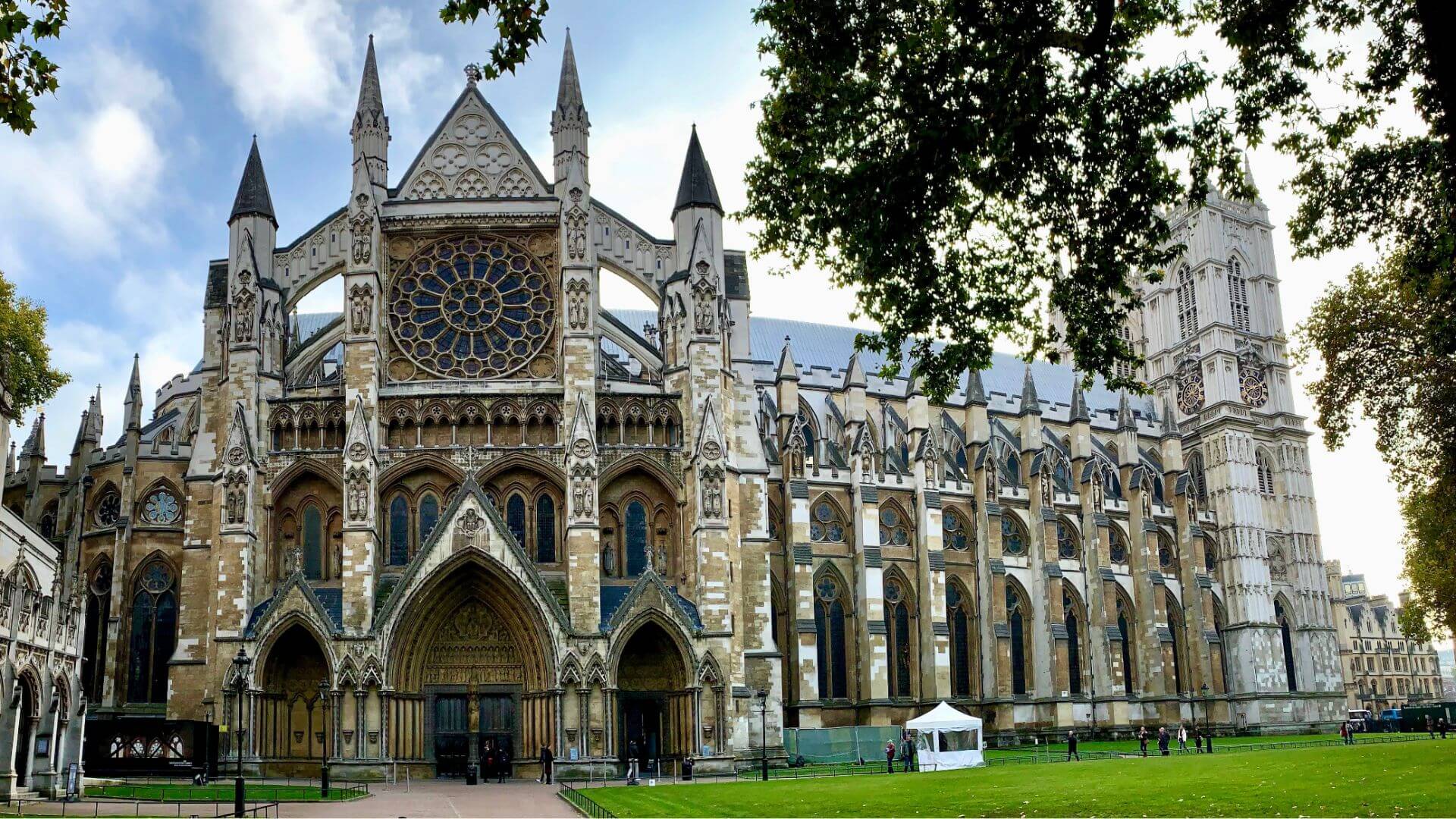 A travel photo of the Westminster Abbey in London, UK.