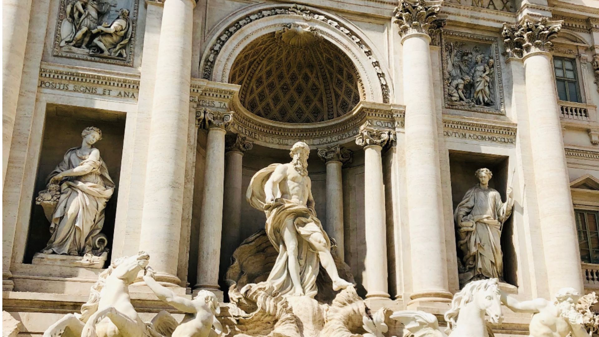 Roman fountains showing various statues and architecture.